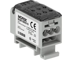 Morek MAB1080S10 Paskirstymo blokas OJL80A pilkas AL/CU įėjimas: 2x 2,5-16 mm išėjimas: 6x 2,5-6 mm, 1000 VAC / 1500 VDC MAB1080S10