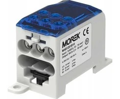 MOREK Paskirstymo blokas OJL200A mėlynas įėjimas: 1xAl/Cu 10-70mm2 išėjimas: 6xCu 2.5- 16mm2 MAB1201B10
