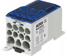 MOREK Paskirstymo blokas OJL280A mėlynas įėjimas: 1xAl/Cu 35-120 išėjimas: 2x6-35mm2/5x2,5-16mm2/ 4x2,5-10mm2 1000V MAB1281B10