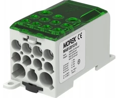 MOREK Paskirstymo blokas OJL280A žalias įėjimas: 1xAl/Cu 35-120 išėjimas: 2x6-35mm2/5x2,5-16mm2/ 4x2,5-10mm2 1000V MAB1281G10