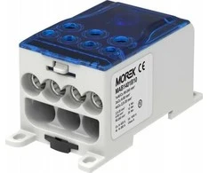 MOREK Paskirstymo blokas OJL400A mėlynas įėjimas: 1xAL/CU 95-240mm2 išėjimas: 3x6-50mm2 4x2,5-35mm 1000V MAB1401B10