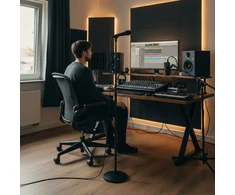 „Mozos SM808“ ant grindų pastatomas studijinis mikrofono stovas