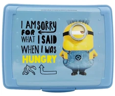 Mpl Power Keeeper maisto laikymo indelis su dekoratyvine spragtelėjimo formos dėžute, mini, 0,5 l, Carla "Minions Hungry" 17 x 13 x 3,5 cm, šviesus, mėlynas
