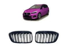 Mtuning BMW 2 F45 F46 Facelift grotelės su dvigubais briaunomis, blizgios juodos spalvos