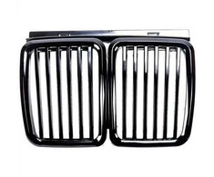 Mtuning BMW 3 E30 grotelės su viengubais briaunomis, blizgios juodos spalvos
