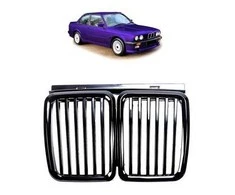 Mtuning BMW 3 E30 grotelės su viengubais briaunomis, blizgios juodos spalvos