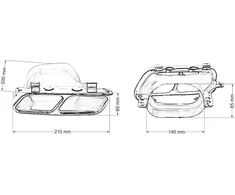 Mtuning duslintuvo antgalis 210x80mm įėjimas 140x85mm Mercedes A45 S600