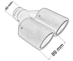 Mtuning Duslintuvo antgalis 89mmx2 įėjimas 63mm anglies kilimėlis