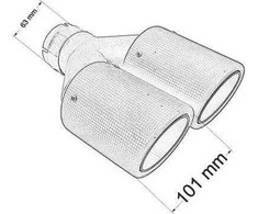 MTuning Dvigubo galo duslintuvas 2x101mm įvestis 63mm Anglies L