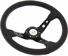 MTuning Pro vairas 350 mm poslinkis: 80 mm juoda oda