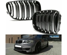 MTuning Sportiniai grilio dvigubi pelekai Blizgus Juodas BMW 1 (E81, E87) Hečbekas 1 (E88) Kabrioletas 1 (E82) Kupė veido pakėlimas 2007-2011 m.