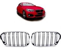 Mtuning Sports Grilis Double Ribs Chrome &amp; Juodas BMW 1 F20 F21 Facelift 2015-2019