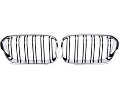 Mtuning Sports Grilis Double Ribs Chrome &amp; Juodas BMW 1 F20 F21 Facelift 2015-2019