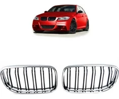 Mtuning Sports Grilis Double Ribs Chrome &amp; Juodas BMW 3 E90 E91 Facelift 2008-2011