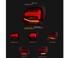 Mtuning Volkswagen POLO V galiniai dinaminiai raudoni LED žibintai
