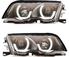 Mtuningas halogeninių lempų rinkinys juodas BMW 3 E46 prieš veido patobulinimą 1998-2001 m.