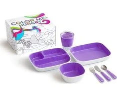 MUNCHKIN indų rinkinys COLOUR ME HUNGRY DINNIN SET, violetinis