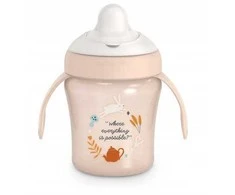 MyBaby SUAVINEX - 402788 - MOKOMASIS GĖRIMO PUODELIS 200 ML / NEPILIEKANTIS / 6 M+ / ROŽINĖ / STEBUKLŲ ŠALIS