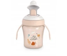 MyBaby SUAVINEX - 402788 - MOKOMASIS GĖRIMO PUODELIS 200 ML / NEPILIEKANTIS / 6 M+ / ROŽINĖ / STEBUKLŲ ŠALIS