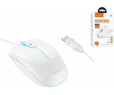 Wire pelė žaidimams Hoco USB A 2400 dpi GM37 baltas