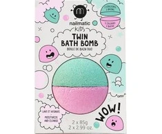 Nailmatic KIDS TWIN Bath Bomb Žalias &amp; Rožinė Vonios burbulai, 2x85g
