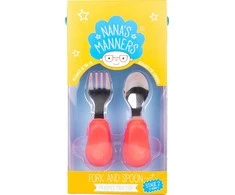 Nana's Manners Nana's Manners, 3 ETAPAS, Stalo įrankiai, skirti valgyti vienam, šakutė ir peilis, oranžinė, 3-9 metai