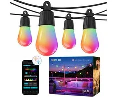 Nanoleaf Outdoor „Lepro 15M ZB1 AI“ lauko girliandos – išmaniosios daugiaspalvės lauko girliandos, 15 m