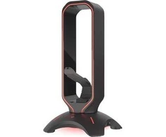 Ausinių stovas su pelės laido laikikliu Genesis Vanad 500 RGB, su pašvietimu, su USB šakotuvu, Juodas