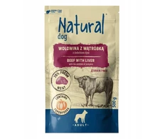NATURAL jautiena su kepenėlėmis ir moliūgu - šlapias šunų maistas - 500g