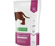 NATURE'S PROTECTION Mini extra lašiša Adult Small breed dog, suaugusių mažų ir labai mažų veislių šunų sausas pašaras su lašiša, 500g