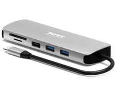 Port Designs PORT CONNECT USB-C 1× 4K Docking Station, 9-in-1, Aliuminio Design, 85W PD, Sidabrinis