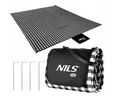 NC2311 PICNIC BLANKET Baltas-Juodas 200x200 CM PE + ALU NILS CAMP