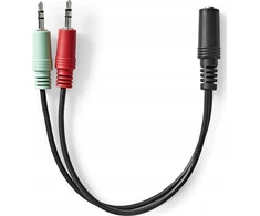 Kabelis Nedis 3.5mm na 2x 3.5mm 0,12 m Juodas (CAGB22160BK02)