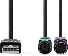 Nedis kabelis Nedis CCGB60830BK03 PS/2 laidas 0,3 m USB A 5-p DIN juodas