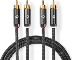 Kabelis Nedis RCA (Cinch) x2 - RCA (Cinch) x2 5m juoda (CATB24200GY50)