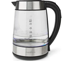 Nedis KAWK320EGS virdulys elektrinis 1,7 l 2200 W Nerūdijantis plienas, Permatomas
