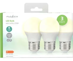 Nedis LBE27G452P3 LED lempa Šiltai balta 2700 K 4,9 W E27 F
