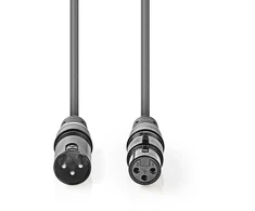 „Nedis“ subalansuotas garso kabelis XLR 3 kontaktų (M) - XLR 3 kontaktų (F) 0,50 m, tamsus pjūklo dantų formos