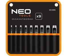 Neo Tools 9 skylmušų rinkinys, skersmuo 2,5–10 mm, oksfordo maišelis