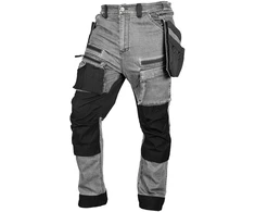 Spodnie Kelnės Džinsinės darbo kelnės, sutvirtintos „Cordura“ audiniu, nuimamos kišenės dėklams, pilkos, XL dydis