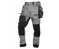 Spodnie Kelnės Džinsinės darbo kelnės, sutvirtintos „Cordura“ audiniu, nuimamos kišenės dėklams, pilkos, XXXL dydis