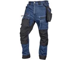 Spodnie Kelnės Džinsinės darbo kelnės, sutvirtintos „Cordura“ audiniu, nuimamos kišenės dėklams, tamsiai mėlynos, XS dydis