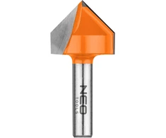 V formos griovelių freza, TCT, 25,4 x 25,4 mm, 8 mm kotas