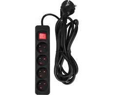 Przedłużacz Prailginimo laidas 3 m, 3 x 1,5 mm2, 4G, juodas, ĮJUNGTA/IŠJUNGTA