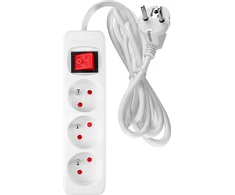 Przedłużacz Prailginimo laidas 5 m, 3 x 1,5 mm2, 3G, baltas, ĮJUNGTA/IŠJUNGTA