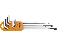 Ilgi šešiakampiai raktai NEO 09-525 (9 vnt., 1,5-10 mm)