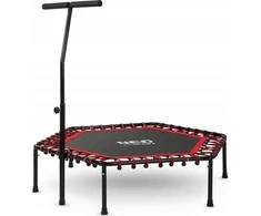 Neo-Sport Fitneso batutas, su rankena, 127 cm šešiakampis, raudonas mini batutas namų naudojimui