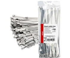Nerūdijančio plieno metaliniai kabelių raiščiai 4,6x250 mm 100 vnt. amio-04322