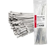 Nerūdijančio plieno metaliniai kabelių raiščiai 4,6x350 mm 100 vnt. amio-04324