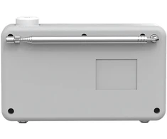 Nešiojamasis radijas JVC Kenwood CR-M25DAB DAB Plus – automatinis saugos įspėjimas – baltas ir sidabrinis
